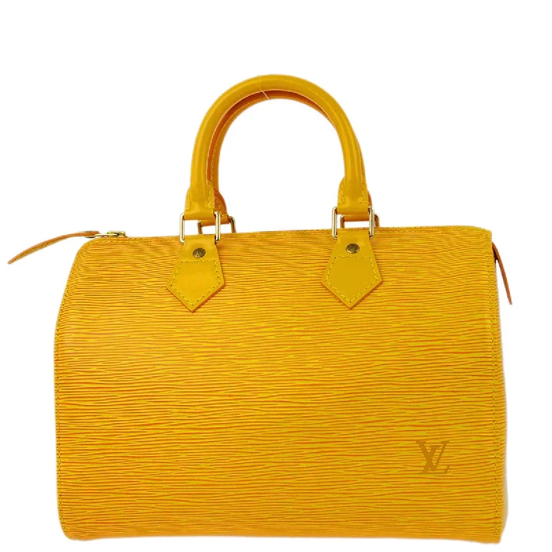 Louis Vuitton backpacks with a padded back panel for comfort during long - wearLouis Vuitton 1996 Yellow Epi Speedy 25 Handbag M43019