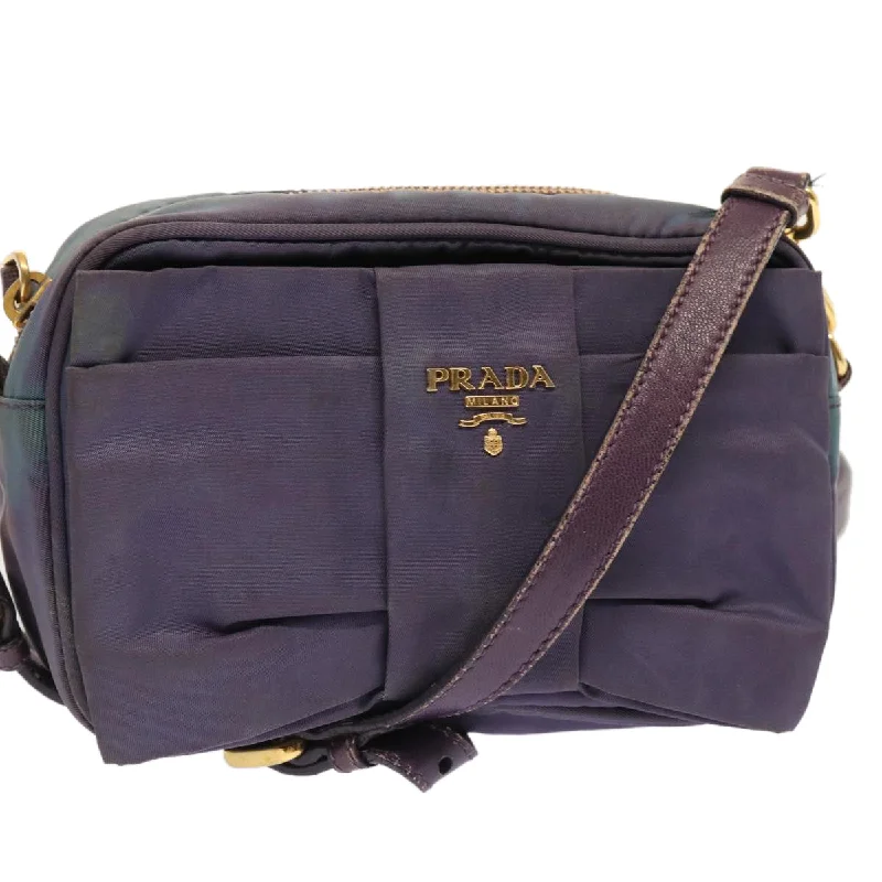 Prada bags with a back - zip pocket for storing valuables securelyPRADA Shoulder Bag Nylon Purple Auth bs13702