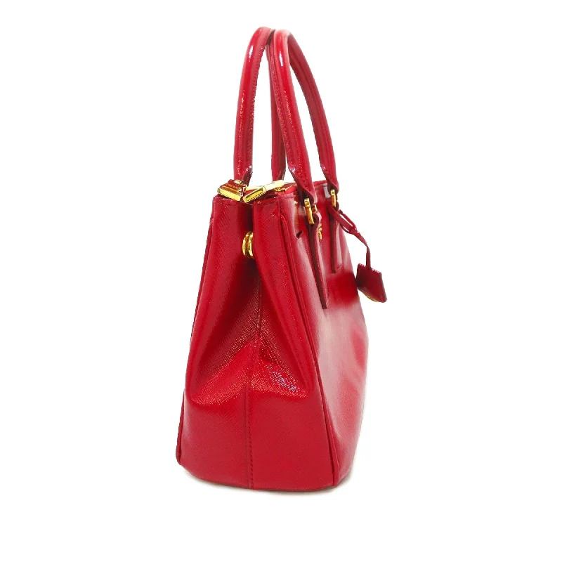 Prada tote bags with a spacious interior and a magnetic - snap closurePrada Mini Saffiano Vernice Galleria Double Zip Satchel 7J2noA