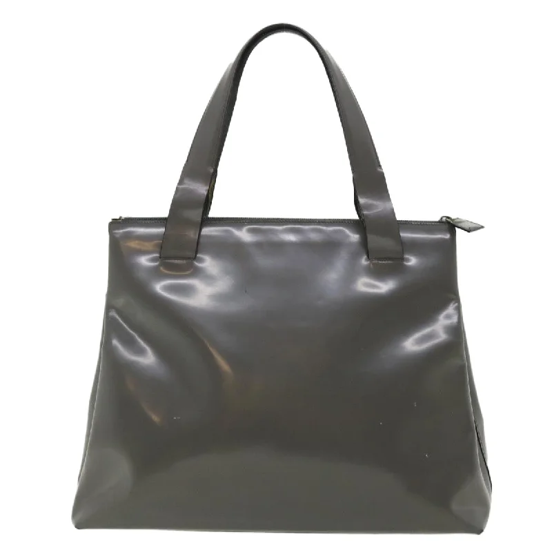 Prada Cahier bags featuring the signature triangular logo plaquePrada Tote Bag Patent Leather Gray  cl230