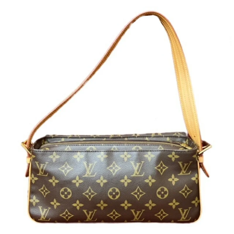 Louis Vuitton tote bags with a printed LV logo on the front for brand visibilityLOUIS VUITTON Monogram Vivacite MM One Shoulder Bag Women's Canvas Brown