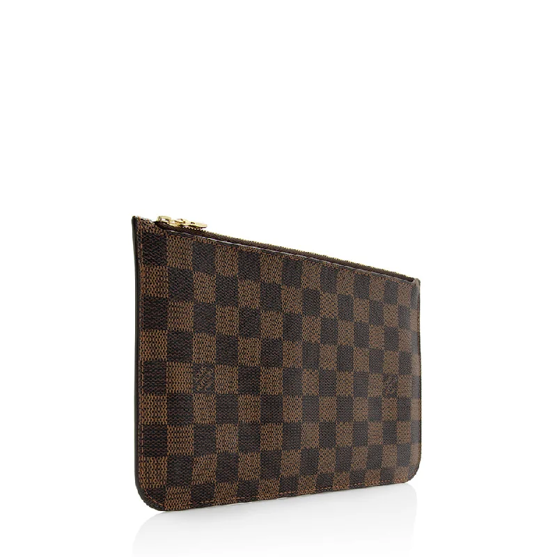 Louis Vuitton handbags with a beaded trim for a touch of glamourLouis Vuitton Damier Ebene Neverfull GM Pochette (21846)