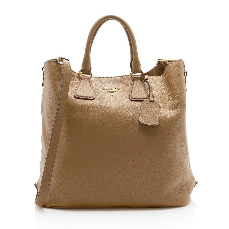 Prada Galleria bags with a structured silhouette for a professional lookPrada Vitello Daino Side Zip Tote (SHF-12979)