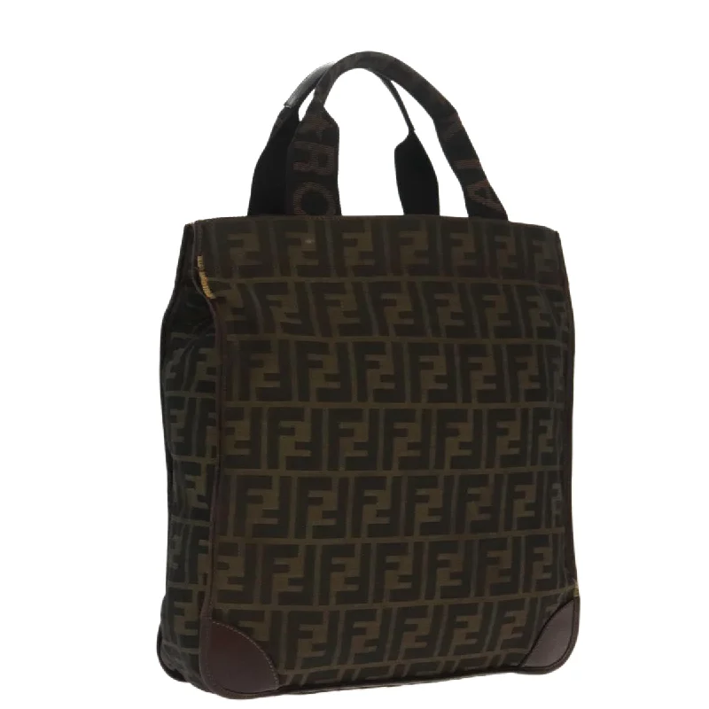 Fendi bags with a detachable makeup pouch inside for beauty - conscious usersFENDI Zucca Canvas Tote Bag Brown Black  ar12642