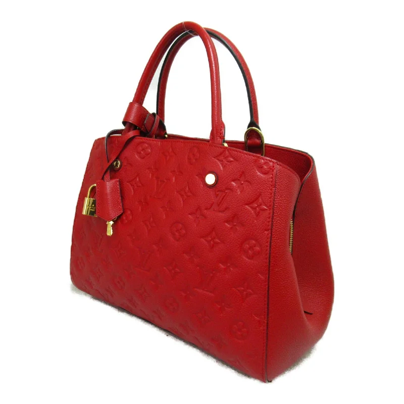 Louis Vuitton tote bags with a printed LV logo on the front for brand visibilityLouis Vuitton Montaigne MM Shoulder Bag Red Cerise Monogram empreinte leather M41194