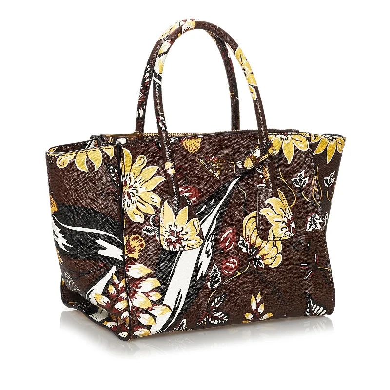 Prada tote bags with a water - resistant coating for outdoor activitiesPrada Printed City Calf Double Zip Satchel 29826