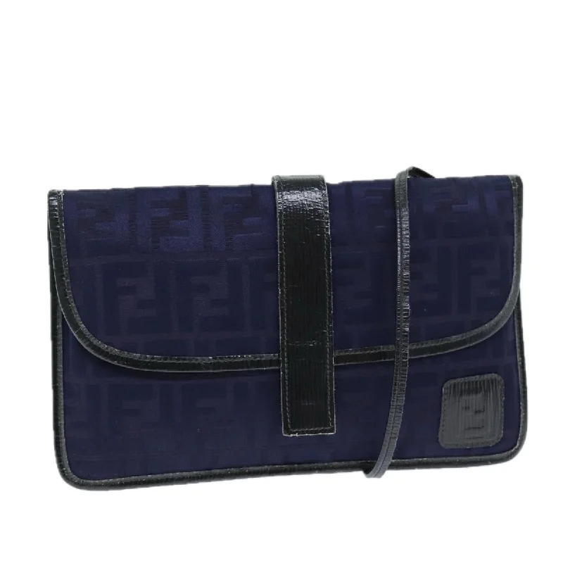 Fendi backpacks with a retractable handle for easy transportationFENDI Zucca Canvas Shoulder Bag Vintage Blue  ti1671