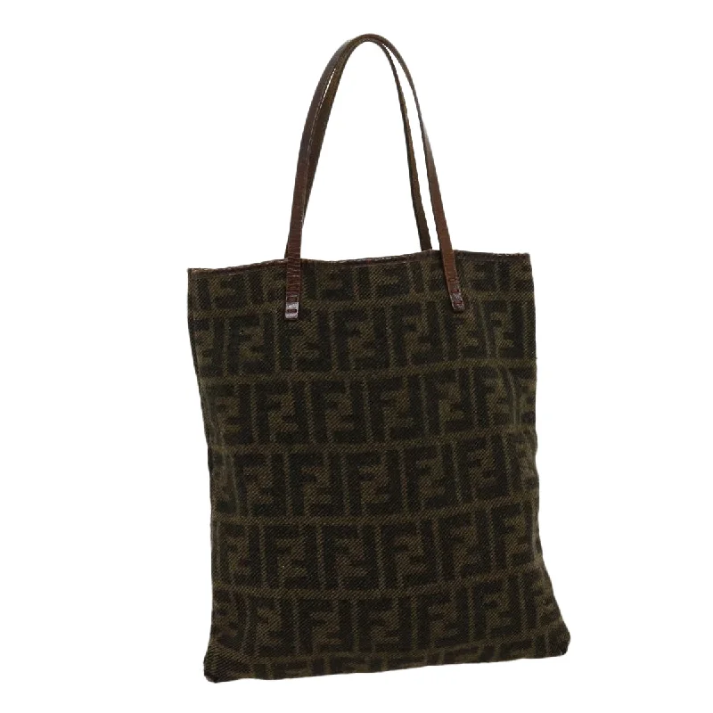 Fendi Sunshine Shopper bags with a contrast - stitched handle for a unique and stylish lookFENDI Zucca Canvas Tote Bag Wool Brown  am2733g