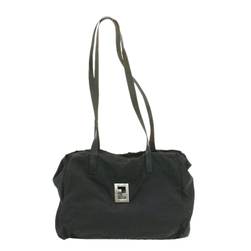 Ladies Fendi shoulder bags with a detachable phone stand for hands - free viewingFENDI Zucca Canvas Tote Bag Black  rd1023