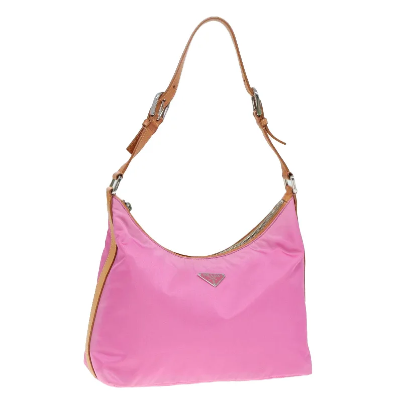 Ladies Prada Re - Edizione 2005 bags in a pastel color for a soft lookPRADA Shoulder Bag Nylon Pink Silver Auth ki4826