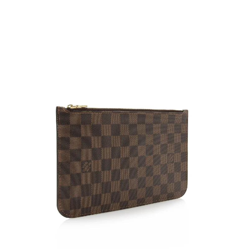 Louis Vuitton handbags with a metal - framed clasp for durabilityLouis Vuitton Damier Ebene Neverfull GM Pochette (23505)