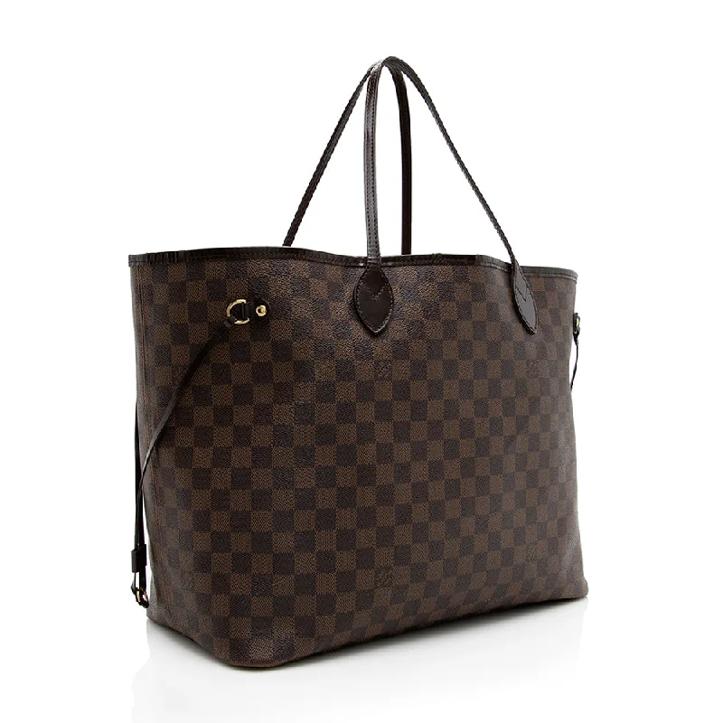 Louis Vuitton tote bags with a double - handle and shoulder - strap optionLouis Vuitton Damier Ebene Neverfull GM Tote (18523)