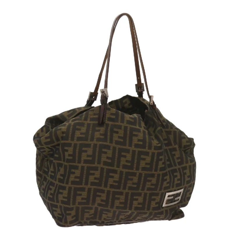 Fendi Baguette bags featuring the iconic FF logo plaque for a branded lookFENDI Zucca Canvas Tote Bag Black Brown  68068