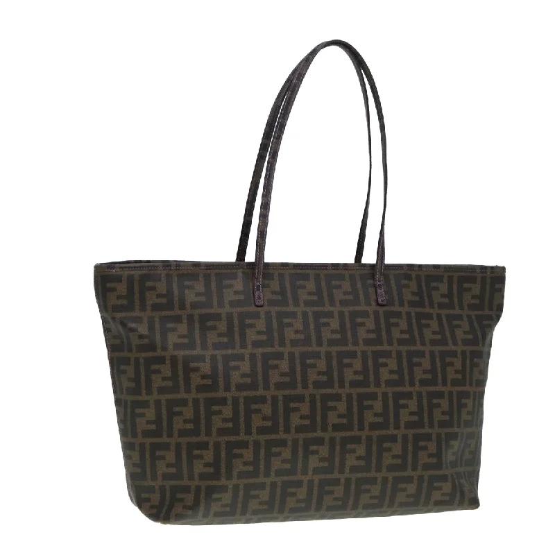 Fendi By The Way bags with a 3D - printed FF logo for a modern and textured lookFENDI Zucca Canvas Tote Bag Brown Black gold  ep5351