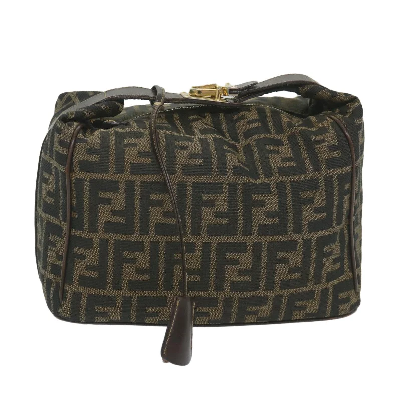 Fendi crossbody bags with a detachable coin purse for added functionality and convenienceFENDI Zucca Canvas Vanity Cosmetic Pouch Black Brown  59689