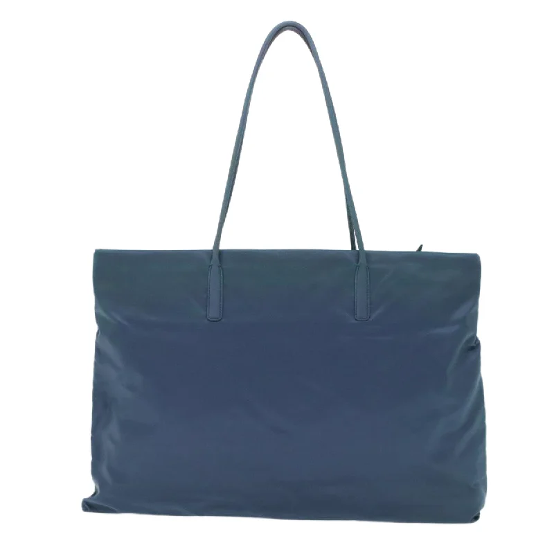 Prada bags with a front - zip pocket for small items like cards and keysPrada Tote Bag Nylon Light Blue  49034