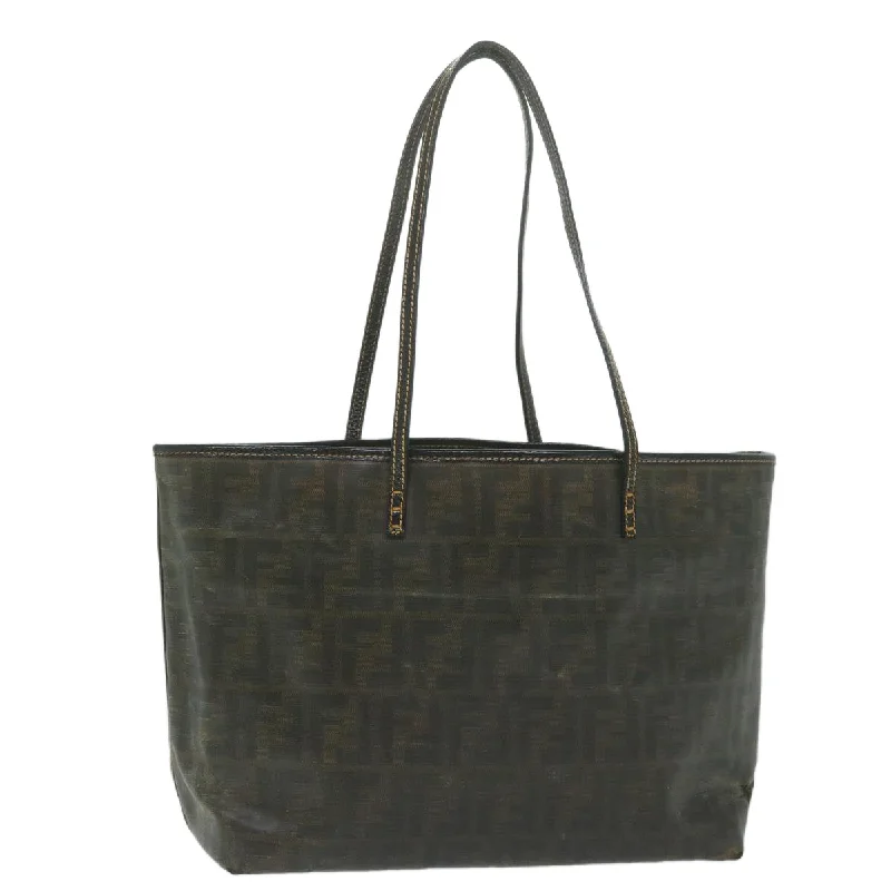 Ladies Fendi Peekaboo bags with a hand - stitched leather handle for artisanal charmFENDI Zucca Canvas Tote Bag Brown  ti1394