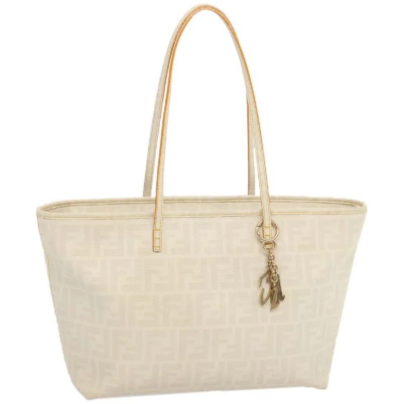 Fendi By The Way bags with a crystal - embellished FF logo for added luxury and glamourFENDI Zucca Canvas Tote Bag White  hk1159