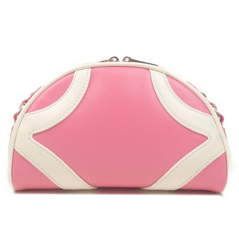 Prada Cahier bags with a leather - wrapped handle for a luxurious feelPRADA Leather Shoulder Bag BEGONIA BIAN Pink White 1BH140