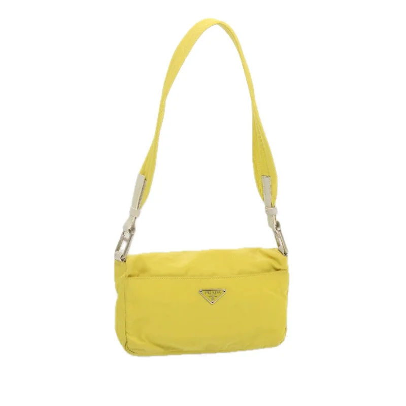 Prada crossbody bags with a printed floral pattern for a feminine touchPRADA Shoulder Bag Nylon Yellow Auth 68364