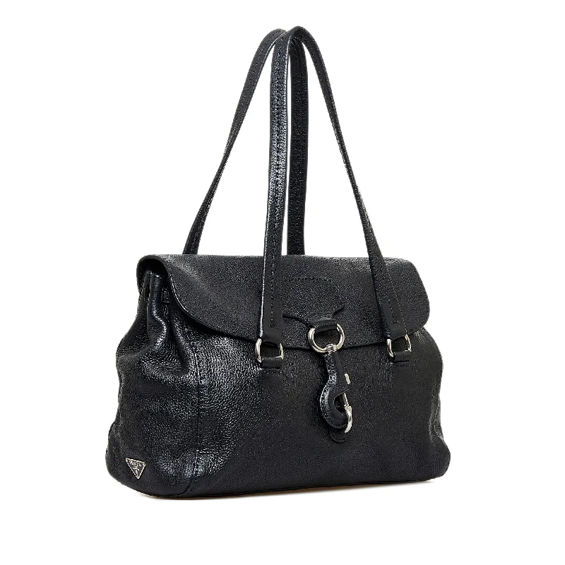 Prada bags with a detachable mobile phone holder for on - the - go conveniencePrada Leather Shoulder Bag YolIa4