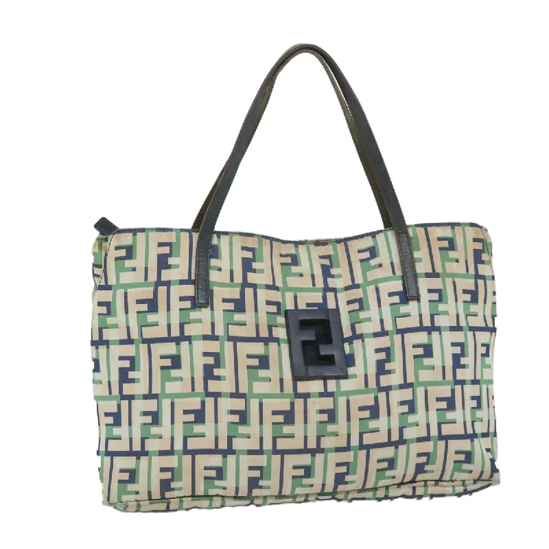 Fendi bags with a back - zip pocket for storing valuables securelyFENDI Zucca Canvas Tote Bag Green  bs9259