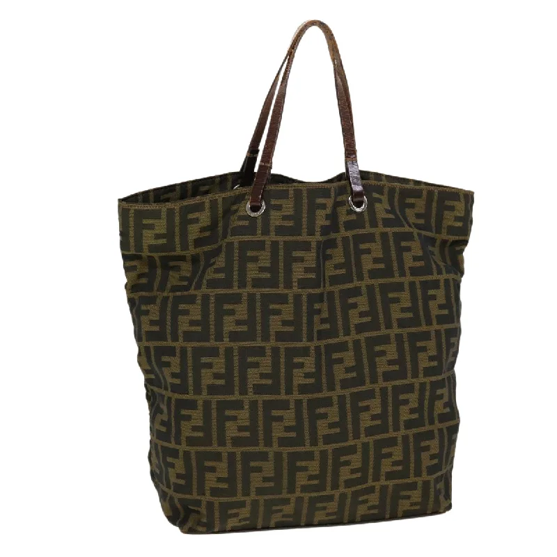 Ladies Fendi Baguette bags with a star - shaped charm for a playful and trendy touchFENDI Zucca Canvas Tote Bag Black Brown 2288-26598-099  rd4904