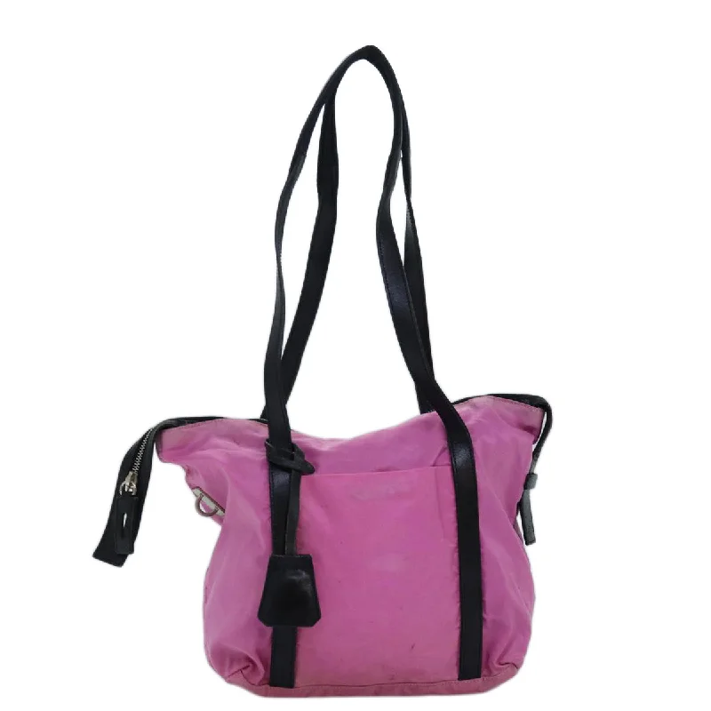 Prada nylon backpacks with a padded back panel for comfort during long - term usePRADA Shoulder Bag Nylon Pink Auth 74400