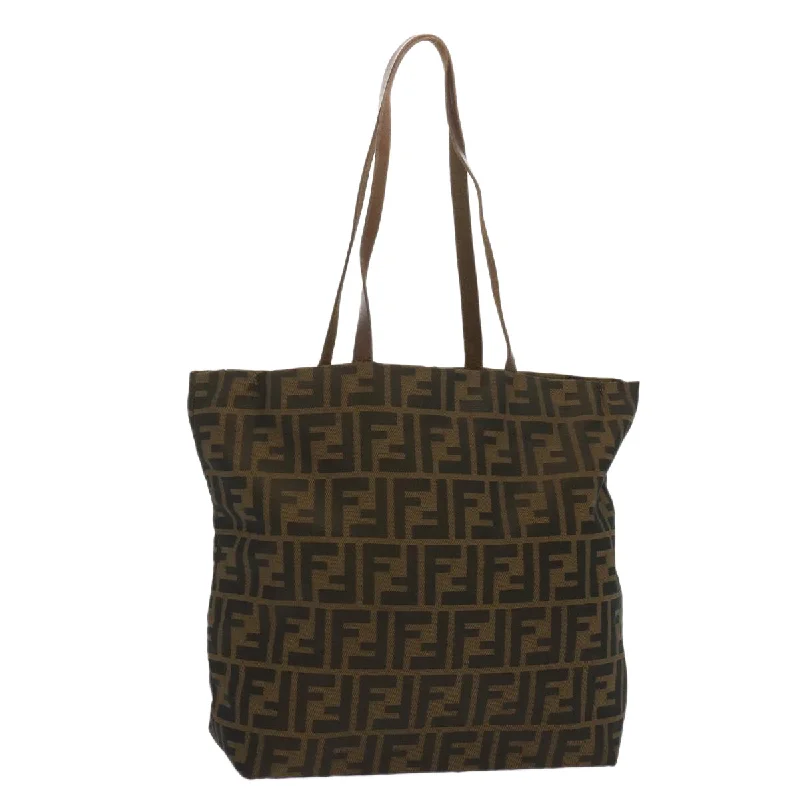 Fendi Baguette bags with a monogram - embossed leather surface for a luxurious feelFENDI Zucca Canvas Tote Bag Black Brown  ep3655