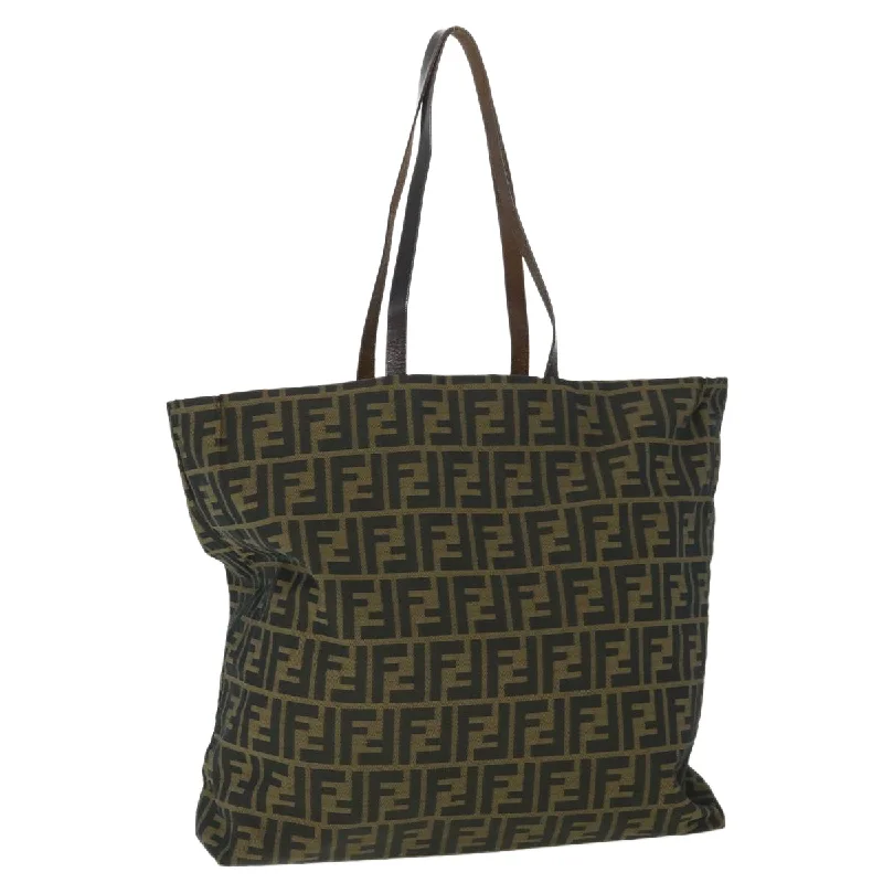 Fendi bags with a chain - link trim and a leather body for a modern and edgy lookFENDI Zucca Canvas Tote Bag Brown  54796