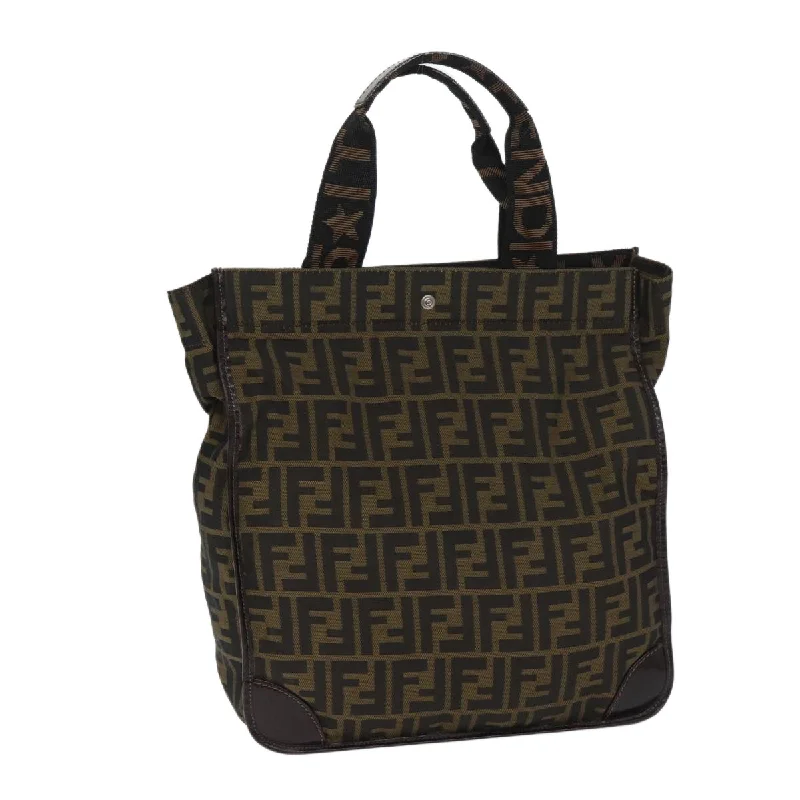 Fendi bags with a zippered interior pocket for separating items and keeping them organizedFENDI Zucca Canvas Tote Bag Black Brown  ep3832