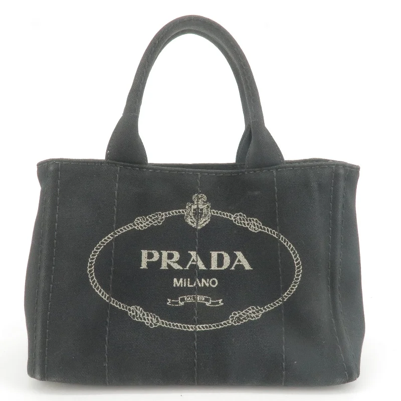 Prada crossbody bags with adjustable nylon straps for comfort and durabilityPRADA Canapa Mini Canvas Hand Bag Purse Black