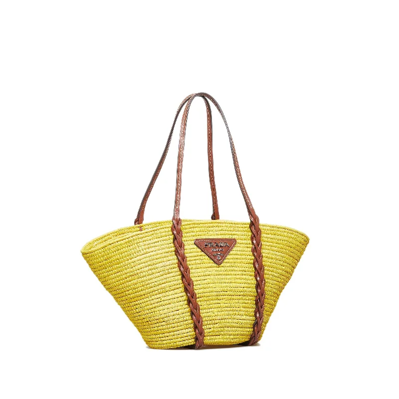 Prada Cleo bags with a crystal - embellished logo for added luxuryPrada Raffia Basket Tote HIhwhS