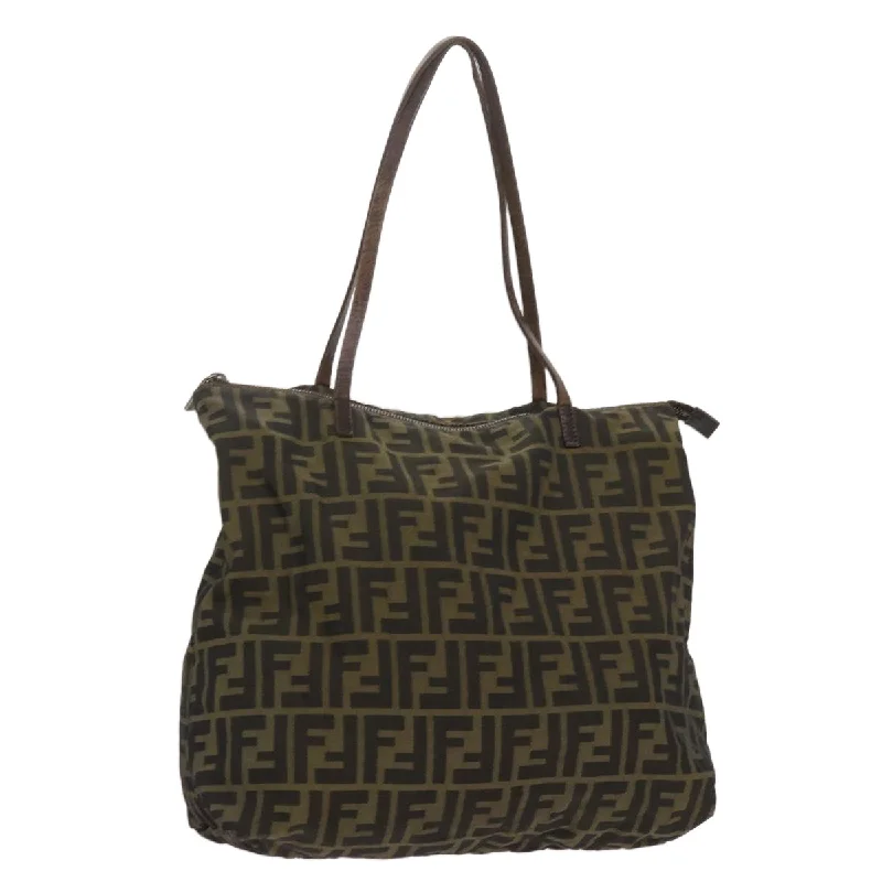 Ladies Fendi Peekaboo bags with gold - toned hardware for a touch of luxuryFENDI Zucca Canvas Tote Bag Black Brown  bs12707