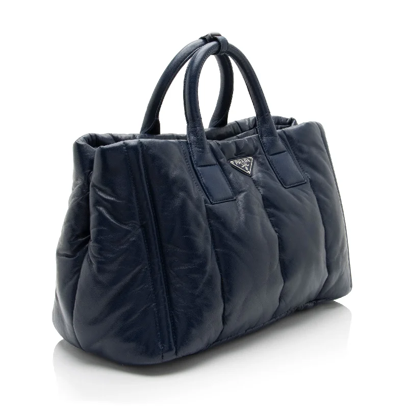 Prada bags with a detachable mirror inside for quick touch - upsPrada Nappa Leather Quilted Bomber Tote 7Nco1H