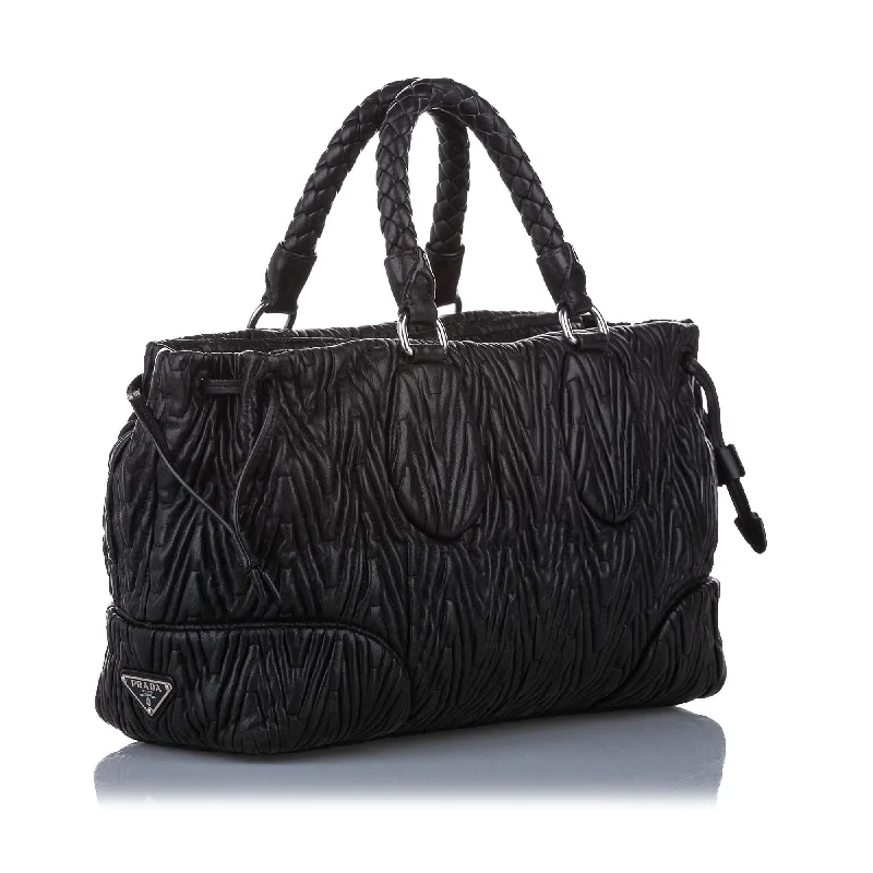 Medium - sized Prada tote bags in classic black for everyday versatilityPrada Quilted Leather Satchel 14841