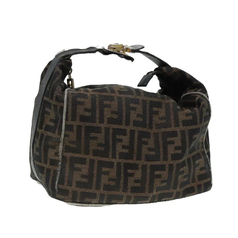 Fendi By The Way bags with a leather - wrapped drawstring for a luxurious and tactile feelFENDI Zucca Canvas Vanity Bag Brown Black gold  ep5316