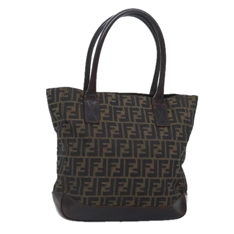 Fendi tote bags with a self - cleaning interior lining for easy maintenanceFENDI Zucca Canvas Tote Bag Brown Black gold  yk15177