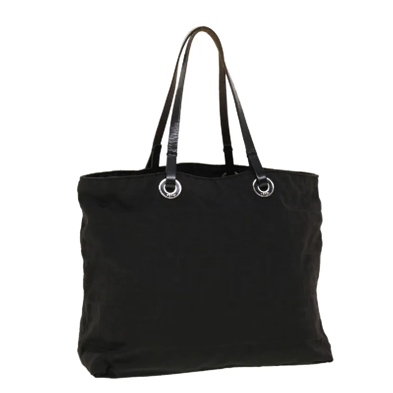 Fendi bags with a front - flap pocket and a turnlock for a classic and elegant aestheticFENDI Zucca Canvas Tote Bag Nylon Black  bs5552