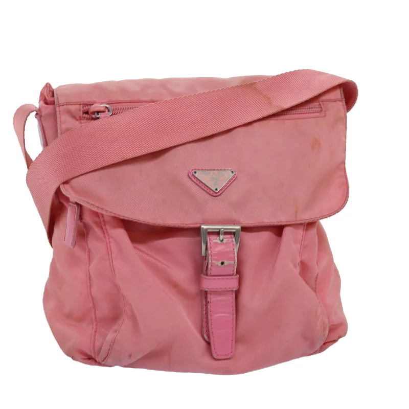 Prada crossbody bags in a vibrant red for a bold fashion statementPRADA Shoulder Bag Nylon Pink Auth 75635