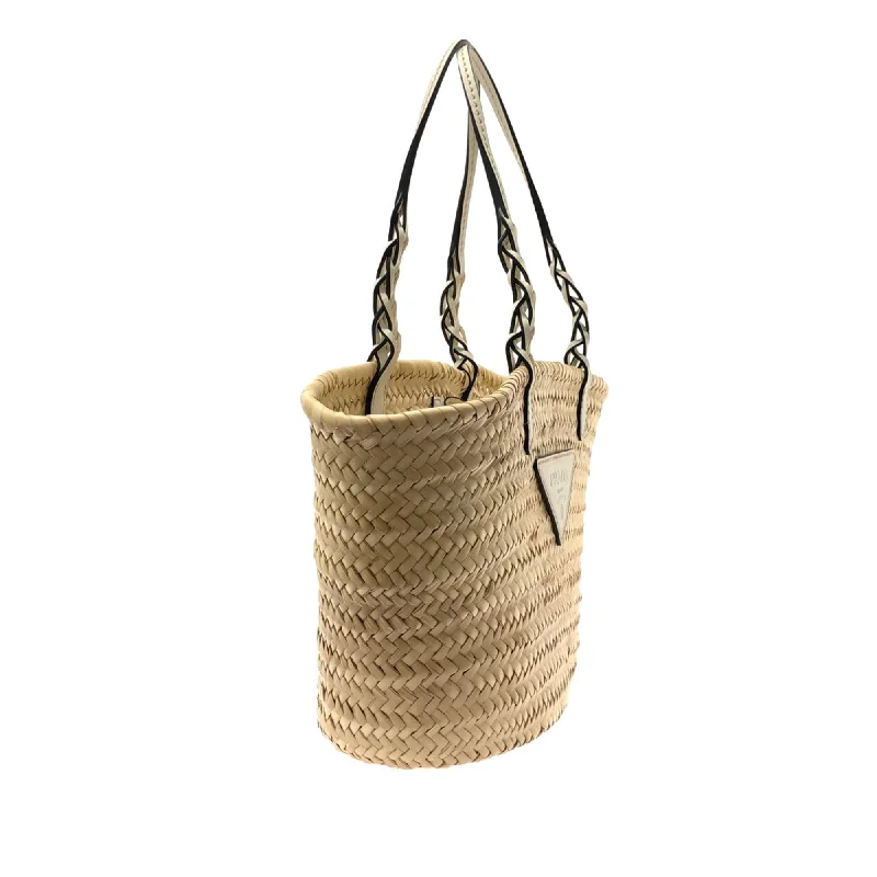 Prada tote bags with a printed Prada logo on the front for brand visibilityPrada Raffia Basket Tote V4nVQy