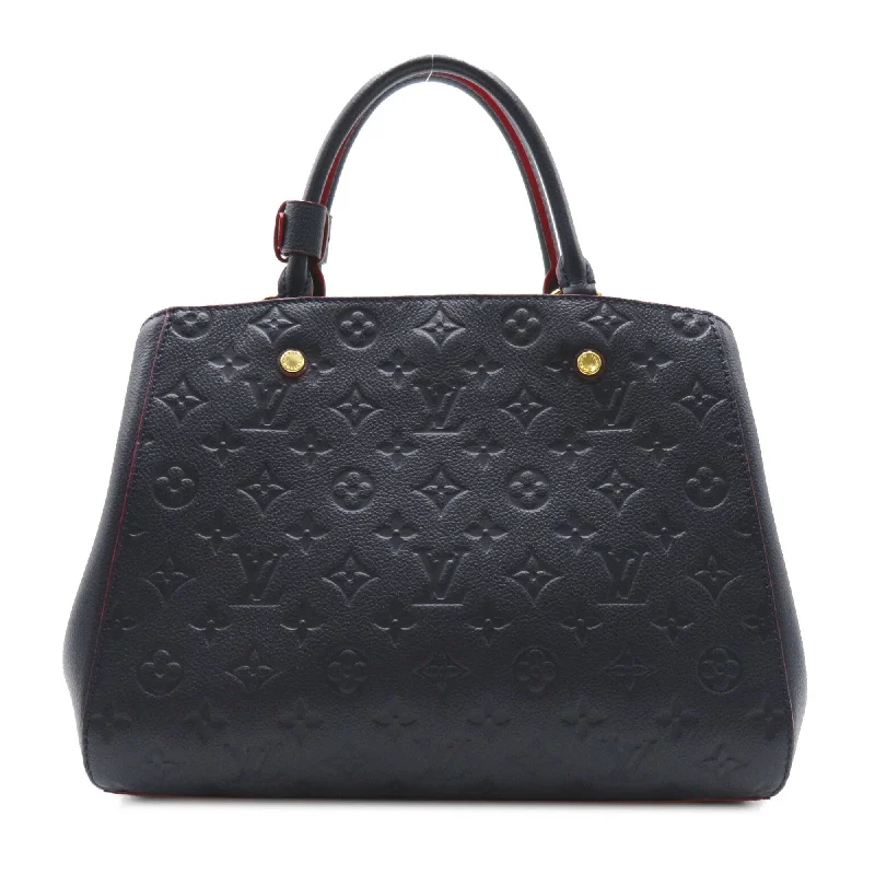 Louis Vuitton Alma bags with a leather - wrapped handle for a luxurious feelLouis Vuitton Montaigne MM Navy Red MarineRouge Monogram empreinte leather M42746