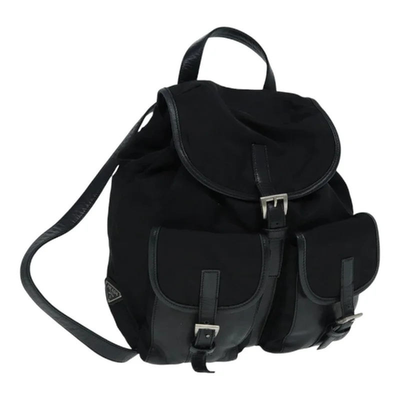 Prada Cleo bags with a contrast - colored interior for visual interestPRADA Backpack Nylon Black Auth 89322