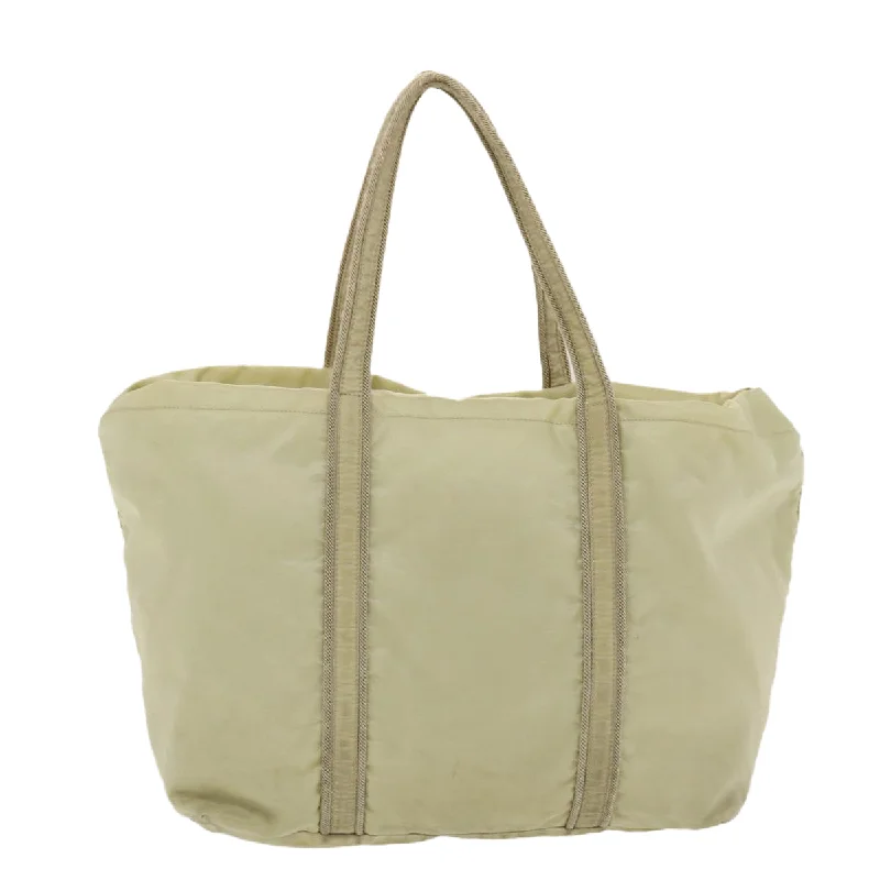 Prada bags with a front - zip pocket for small items like cards and keysPrada Tote Bag Nylon Cream  49819