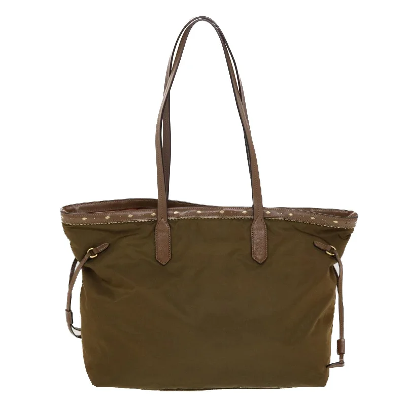 Ladies Prada Re - Edizione 2005 bags with a star - shaped charm for a playful touchPrada Tote Bag Nylon Leather Khaki  bs6185