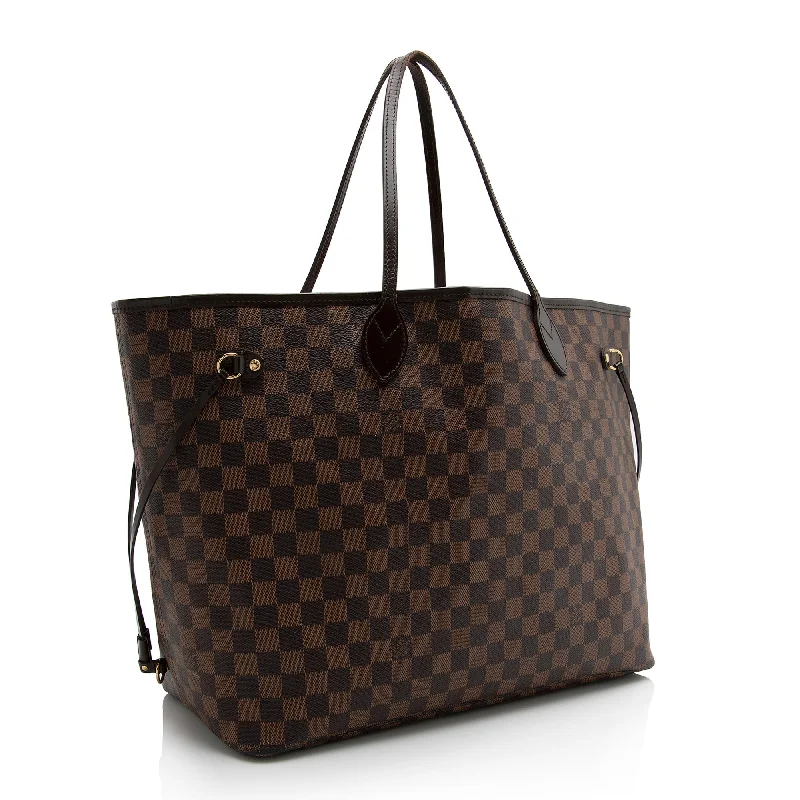 Louis Vuitton backpacks with a hidden back pocket for securityLouis Vuitton Damier Ebene Neverfull GM Tote (22164)