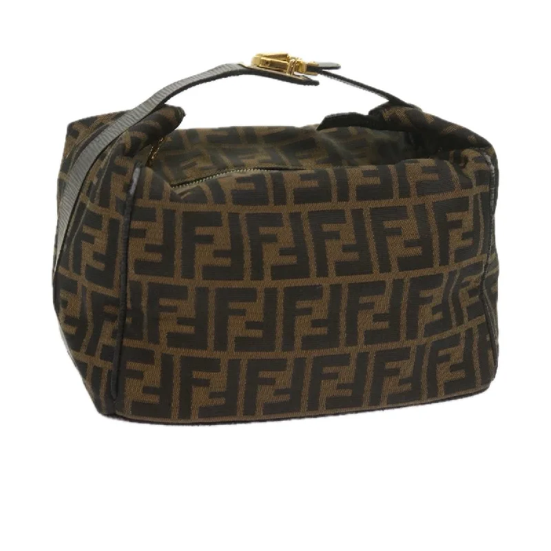 Fendi Baguette bags in a limited - edition colorway for a rare and exclusive lookFENDI Zucca Canvas Vanity Cosmetic Pouch Black Brown  60536