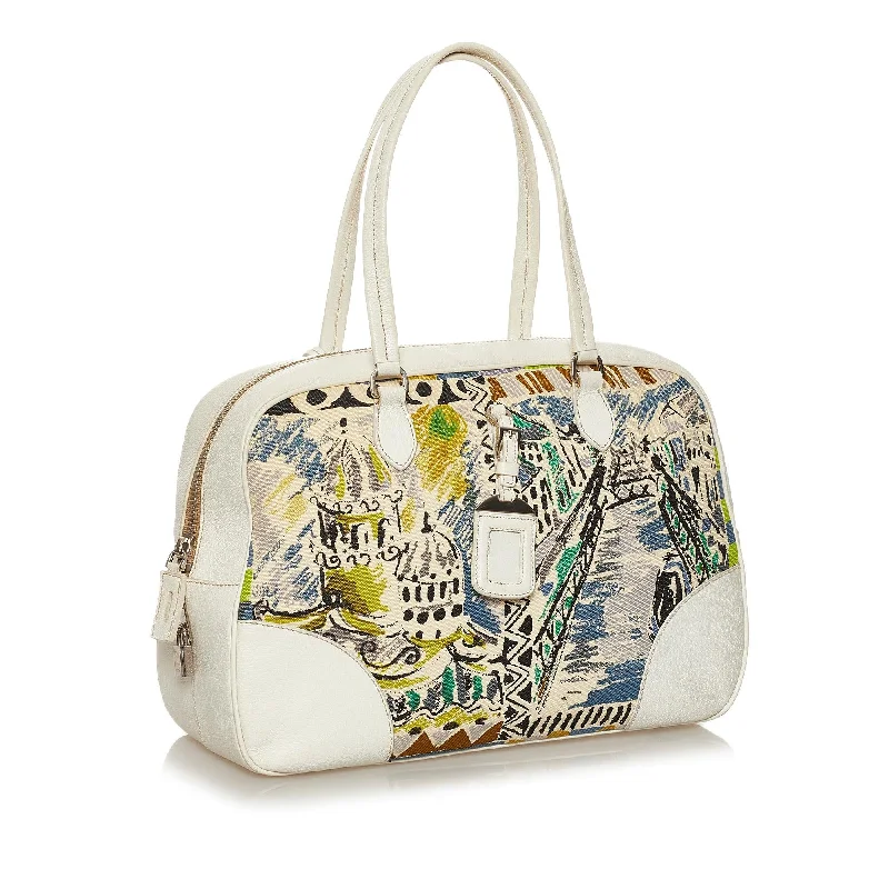 Prada handbags with a beaded trim for a touch of glamour and elegancePrada Printed Canvas Shoulder Bag 28664