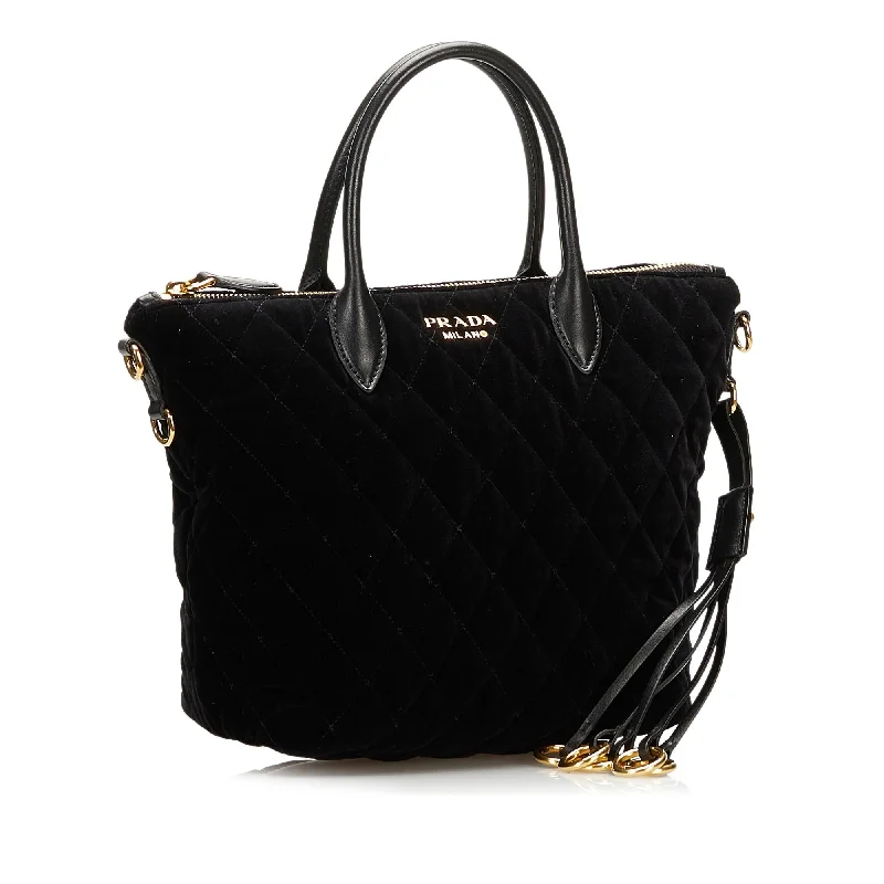 Prada bags with a zippered interior pocket for separating itemsPrada Quilted Velvet Satchel 35934