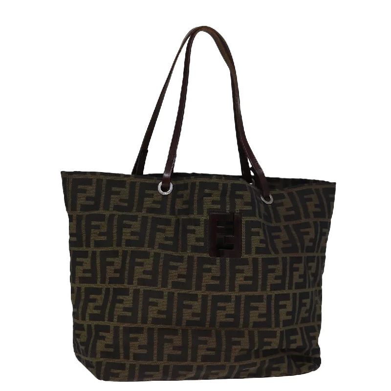 Fendi tote bags with a hand - painted FF pattern for an artisanal and one - of - a - kind touchFENDI Zucca Canvas Tote Bag Brown  72779